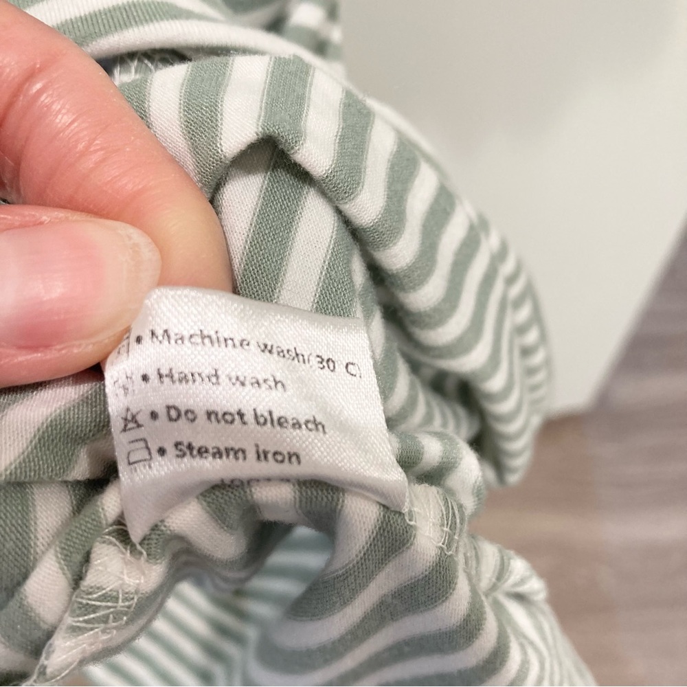 Striped T-shirt dress green and white with pockets Merokeety summer casual - Picture 10 of 14